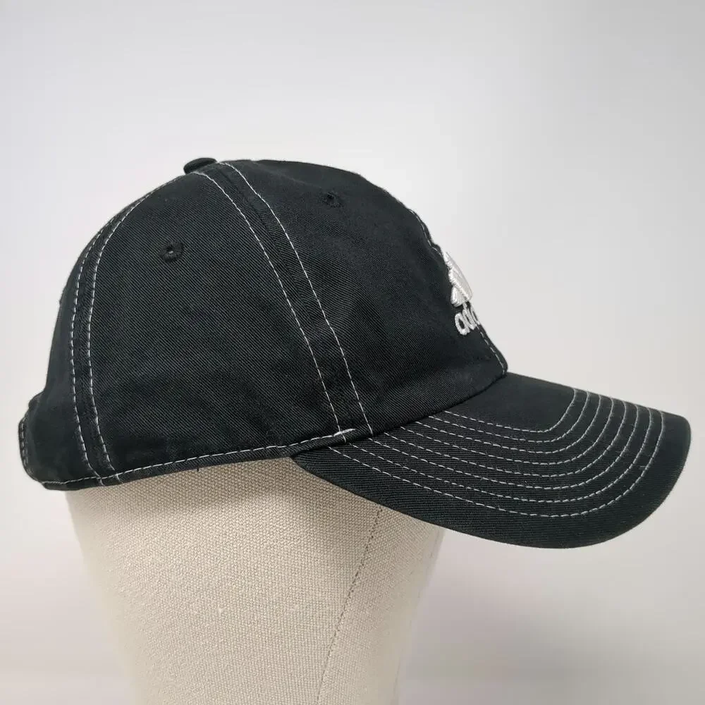 Adidas Baseball Cap Black One Size White Contrast Stitching Logo Slideback Hat